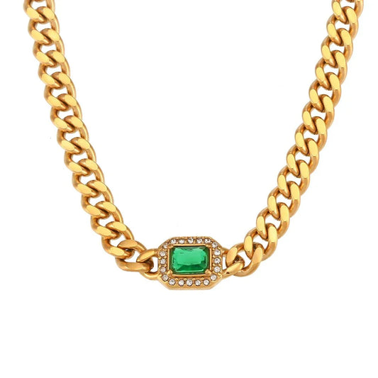 Luxury Square Diamond Chain Choker Necklace Set - Fesara