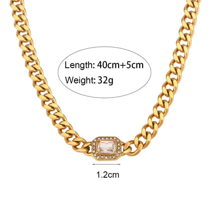 Luxury Square Diamond Chain Choker Necklace Set