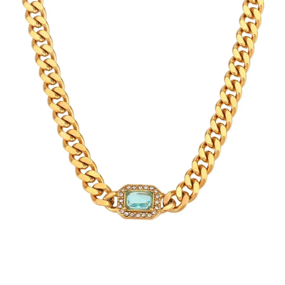 Luxury Square Diamond Chain Choker Necklace Set