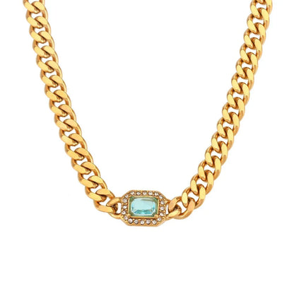 Luxury Square Diamond Chain Choker Necklace Set