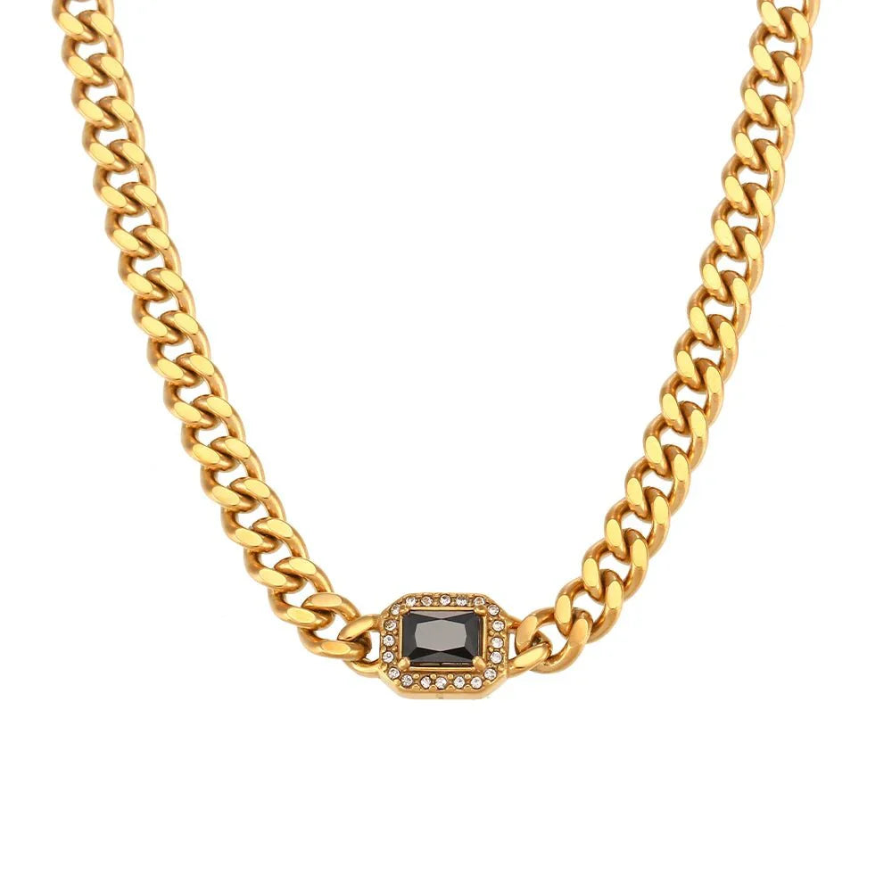 Luxury Square Diamond Chain Choker Necklace Set