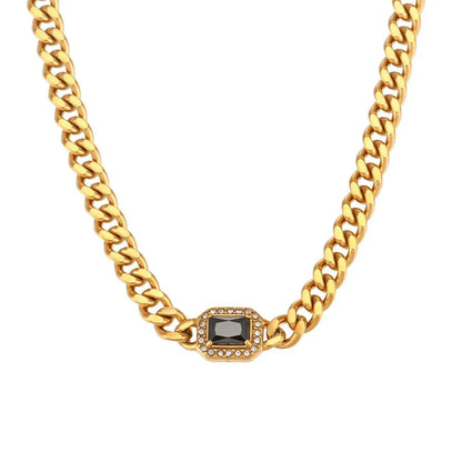 Luxury Square Diamond Chain Choker Necklace Set