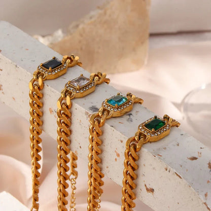 Luxury Square Diamond Chain Choker Necklace Set