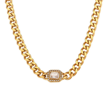 Luxury Square Diamond Chain Choker Necklace Set
