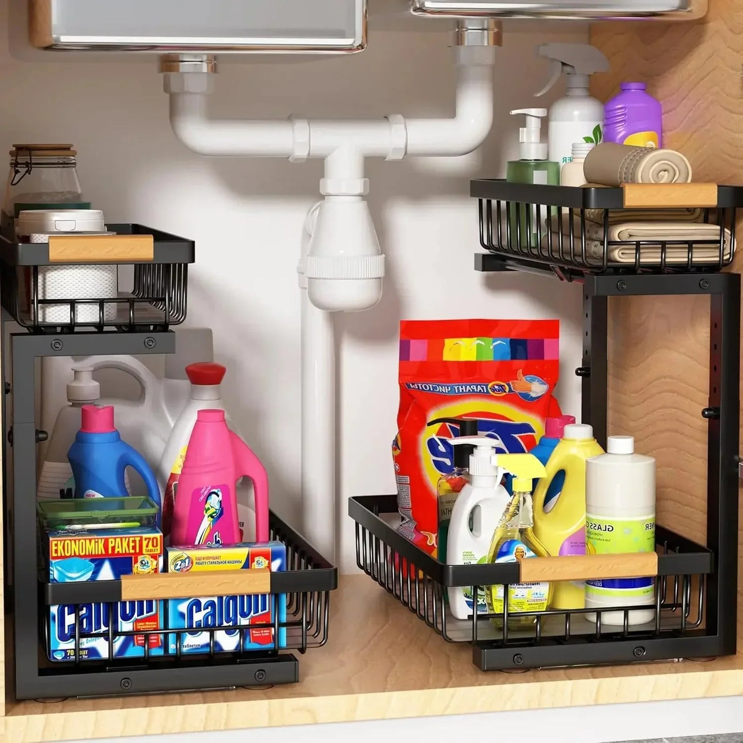 Sturdy Expandable Metal Under Sink Storage Rack - Fesara