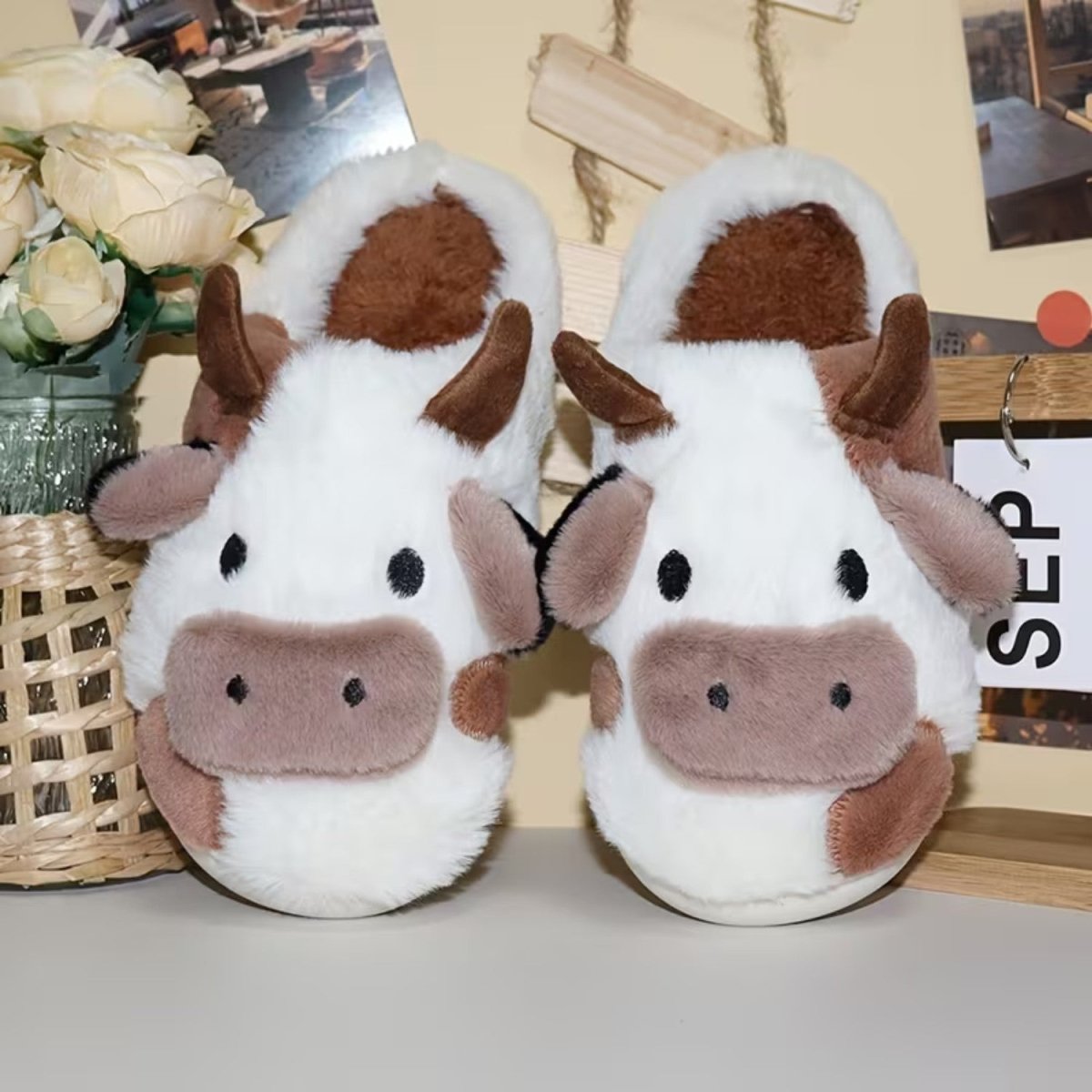 Cute Cow Plush Slippers for Women - Slippers - Wild Eye Vision