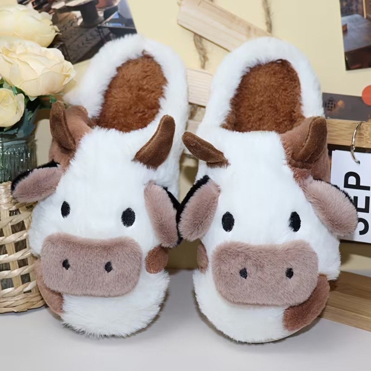 Cute Cow Plush Slippers for Women - Slippers - Wild Eye Vision