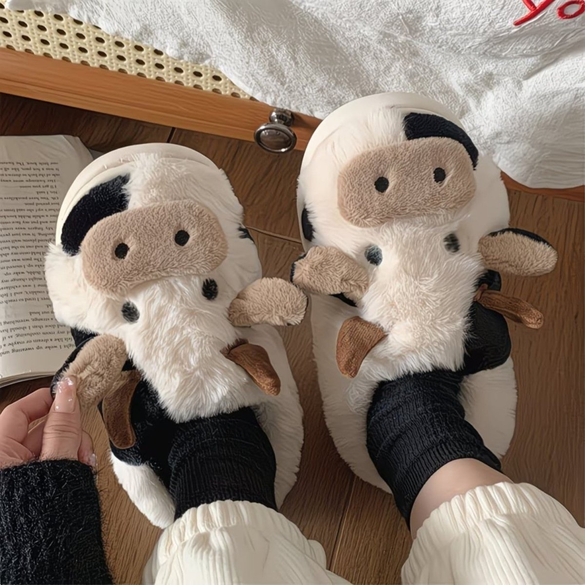 Cute Cow Plush Slippers for Women - Slippers - Wild Eye Vision