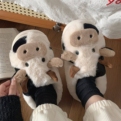 Cute Cow Plush Slippers for Women - Slippers - Wild Eye Vision