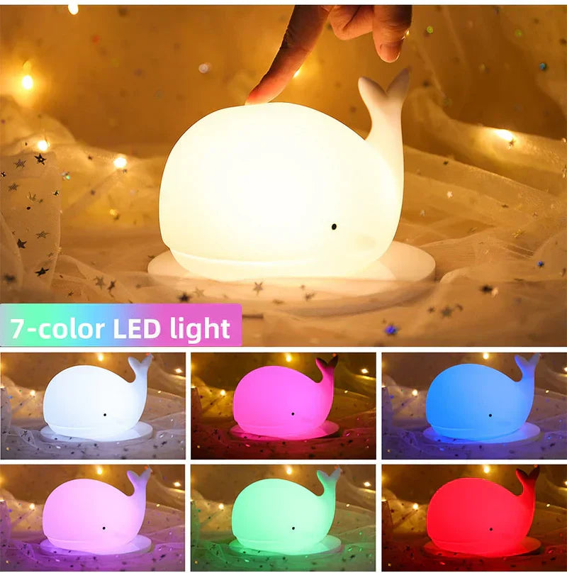 Adorable Whale Night Lamp with Color Changing Glow