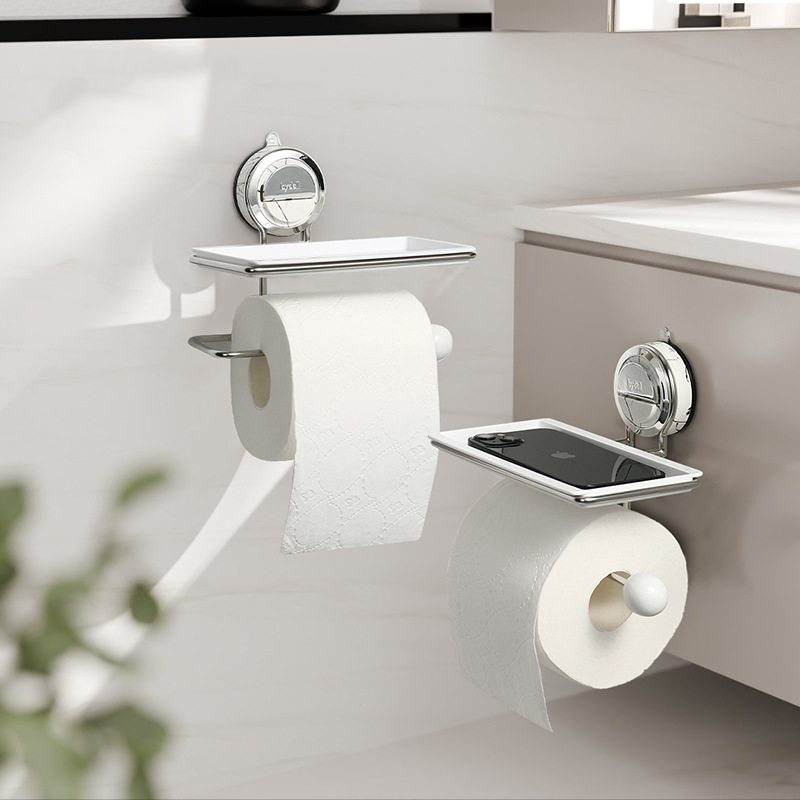 Easy Install Suction Toilet Paper Holder – Stainless Steel