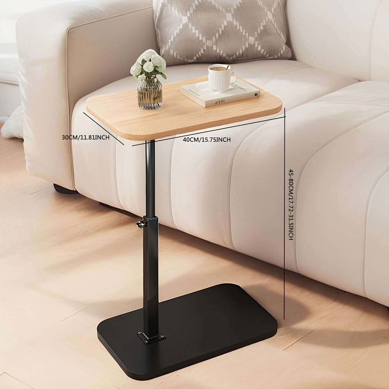 Space Saving End Table - Wooden Metal Frame