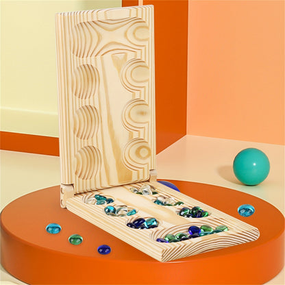 Portable Wooden Mancala Game Set with Colorful Beads