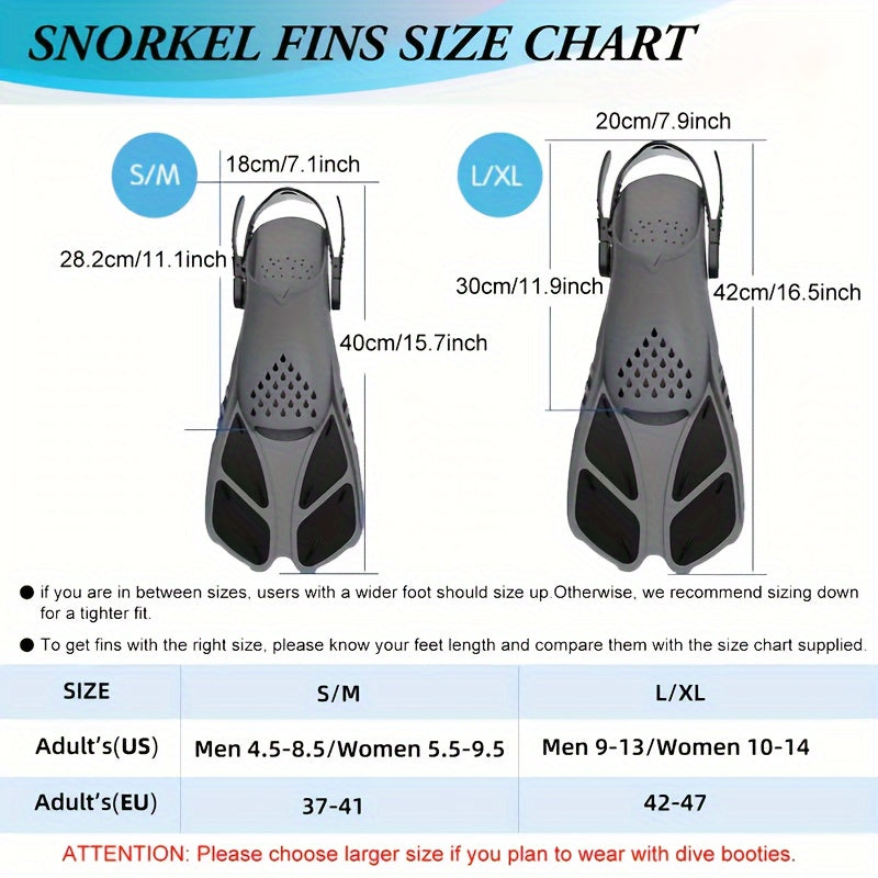Compact Travel Snorkel Fins with Adjustable Heel