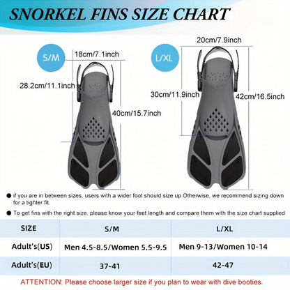 Compact Travel Snorkel Fins with Adjustable Heel