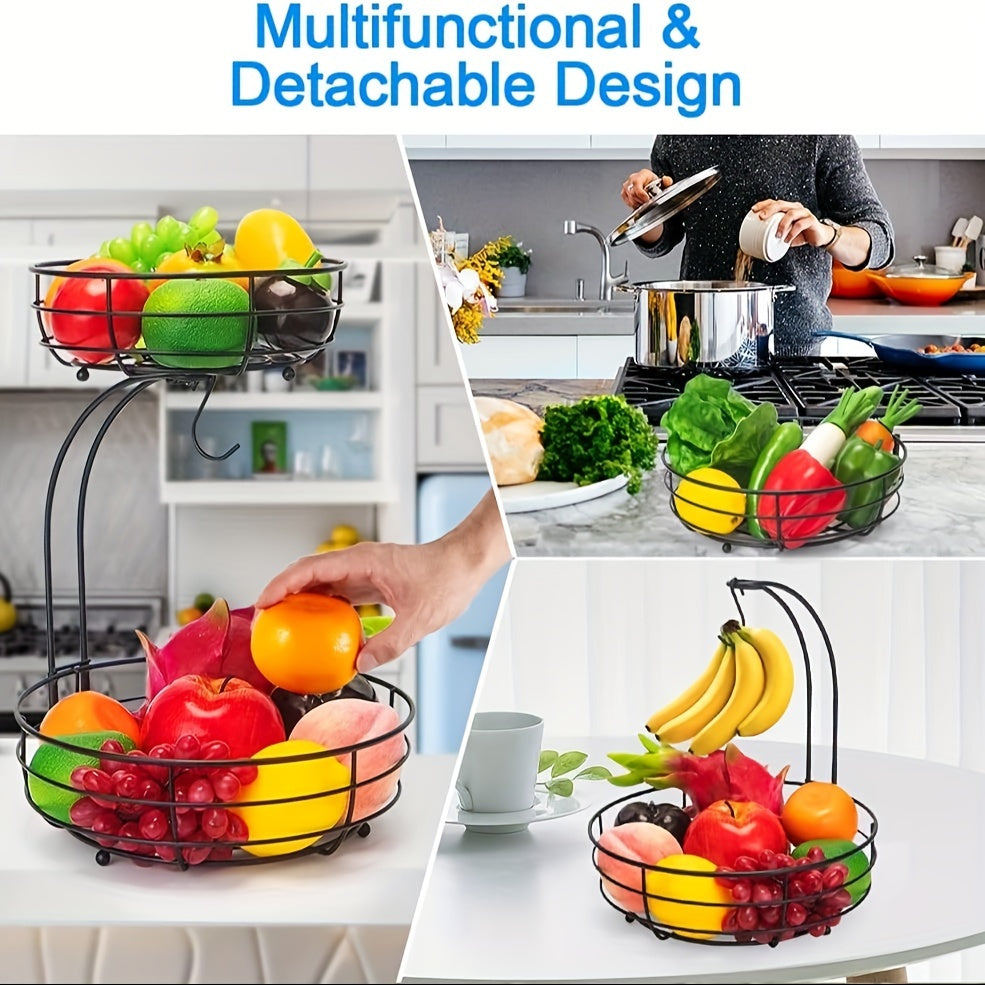 Stainless Steel Oval Fruit Holder with Storage