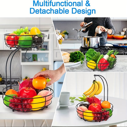 Stainless Steel Oval Fruit Holder with Storage