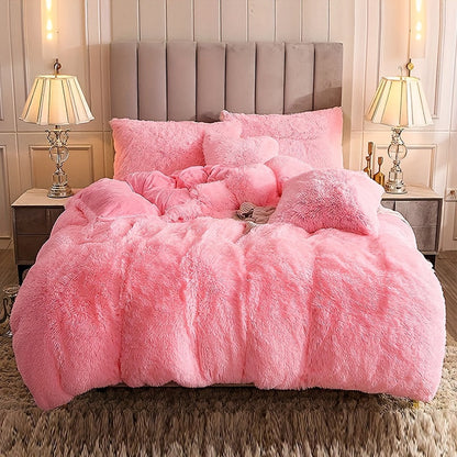 Cozy Fesara Plush Duvet Cover Set with Zipper