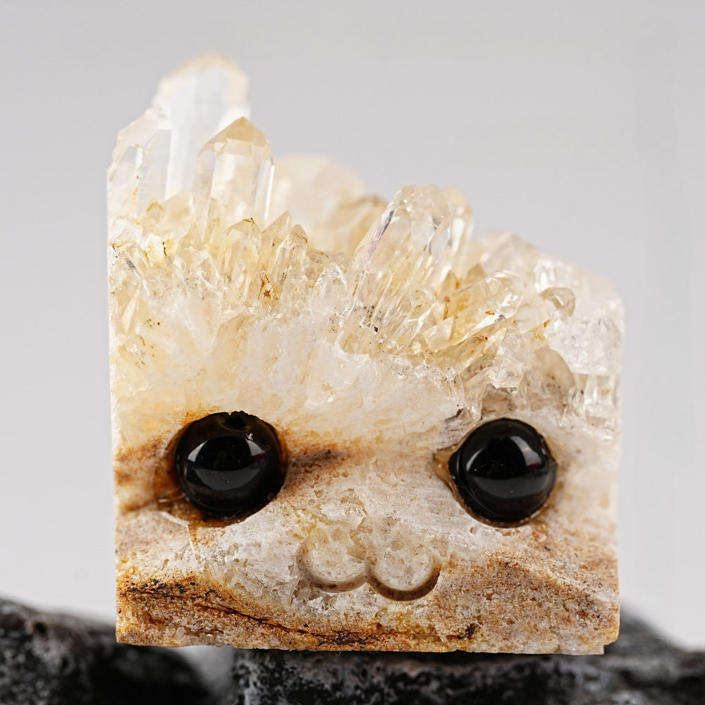 Unique Carved Crystal Hedgehog Figurine - Fesara