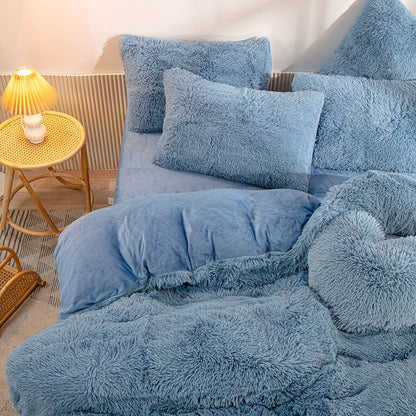 Soft Plush Velvet Duvet Cover Set for Cozy Bedding