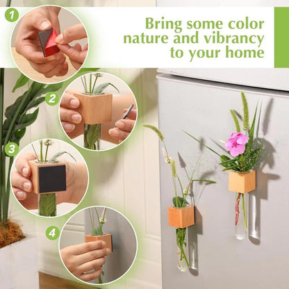 Small Wooden Magnetic Vase Wall Decoration
