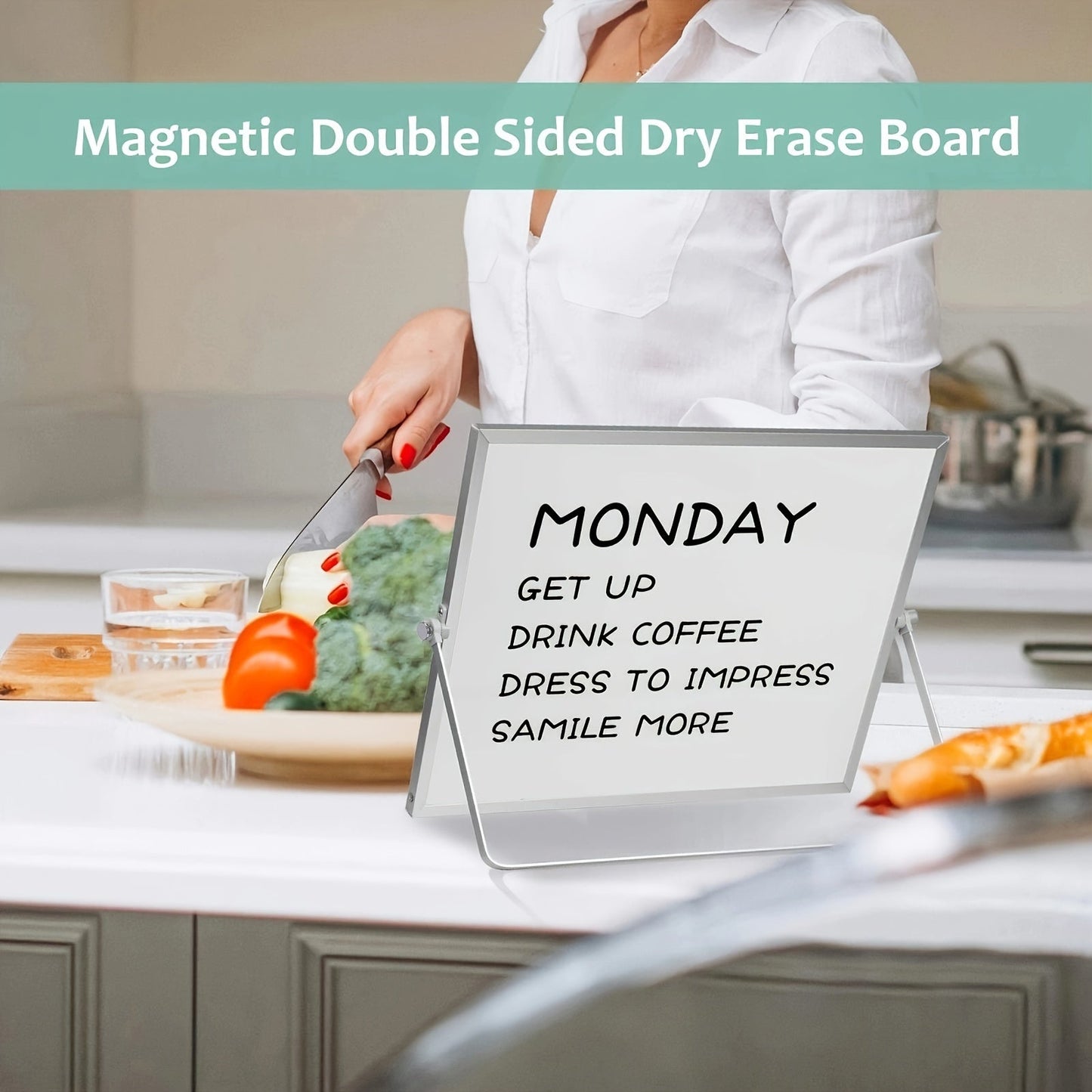 Double Sided Magnetic Whiteboard for Home and Office