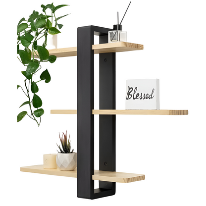 Rustic Wooden Wall Storage Shelf 3 Tier Natural Pine - Fesara