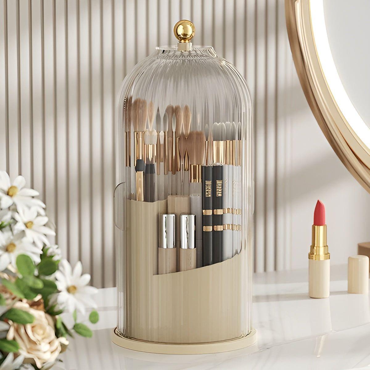 Rotating Makeup Brush Stand & Cosmetic Storage Case