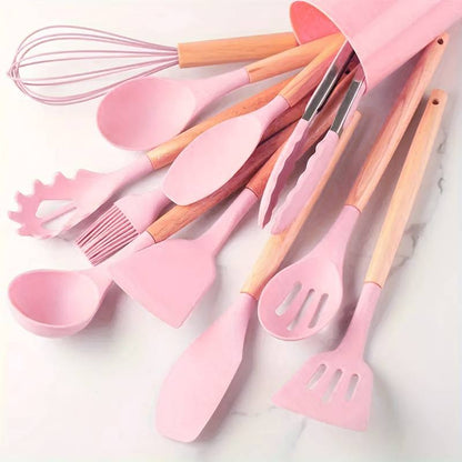 Durable Silicone Kitchen Utensil Set - Heatproof and Non Stick