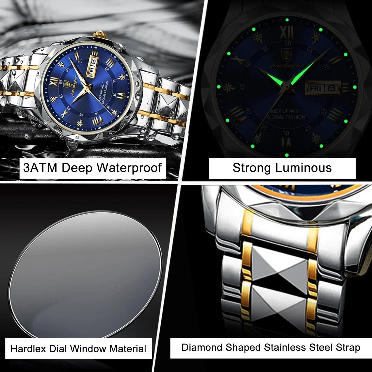 Premium Men's Waterproof Luminous Wrist Watch