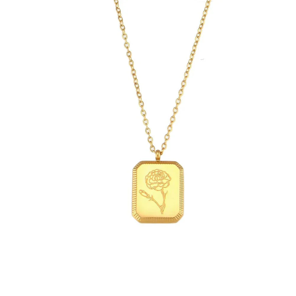 Delicate Birthstone Flower Pendant Necklace - Fesara
