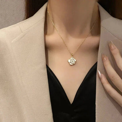 Delicate White Flower Necklace Earrings Ring Set