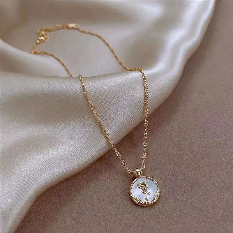 Delicate White Flower Necklace Earrings Ring Set