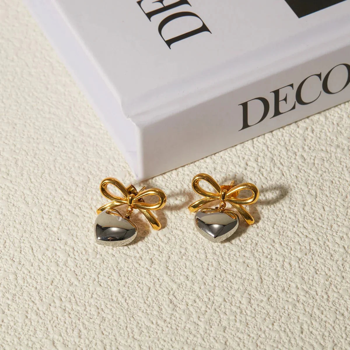 Chic Bow Heart Drop Earrings