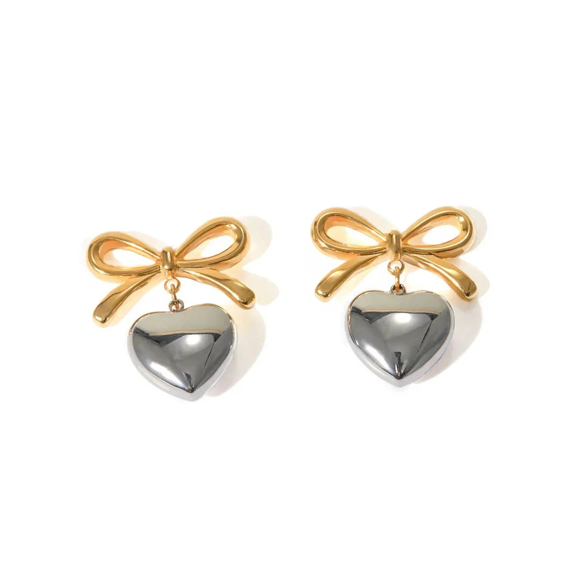 Chic Bow Heart Drop Earrings