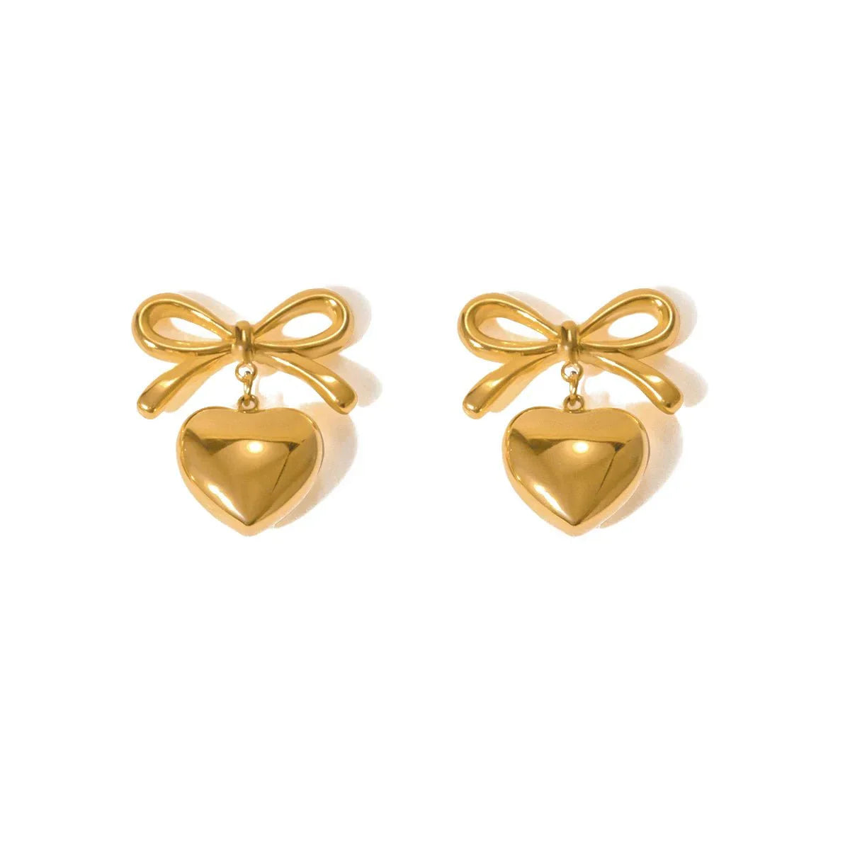 Chic Bow Heart Drop Earrings