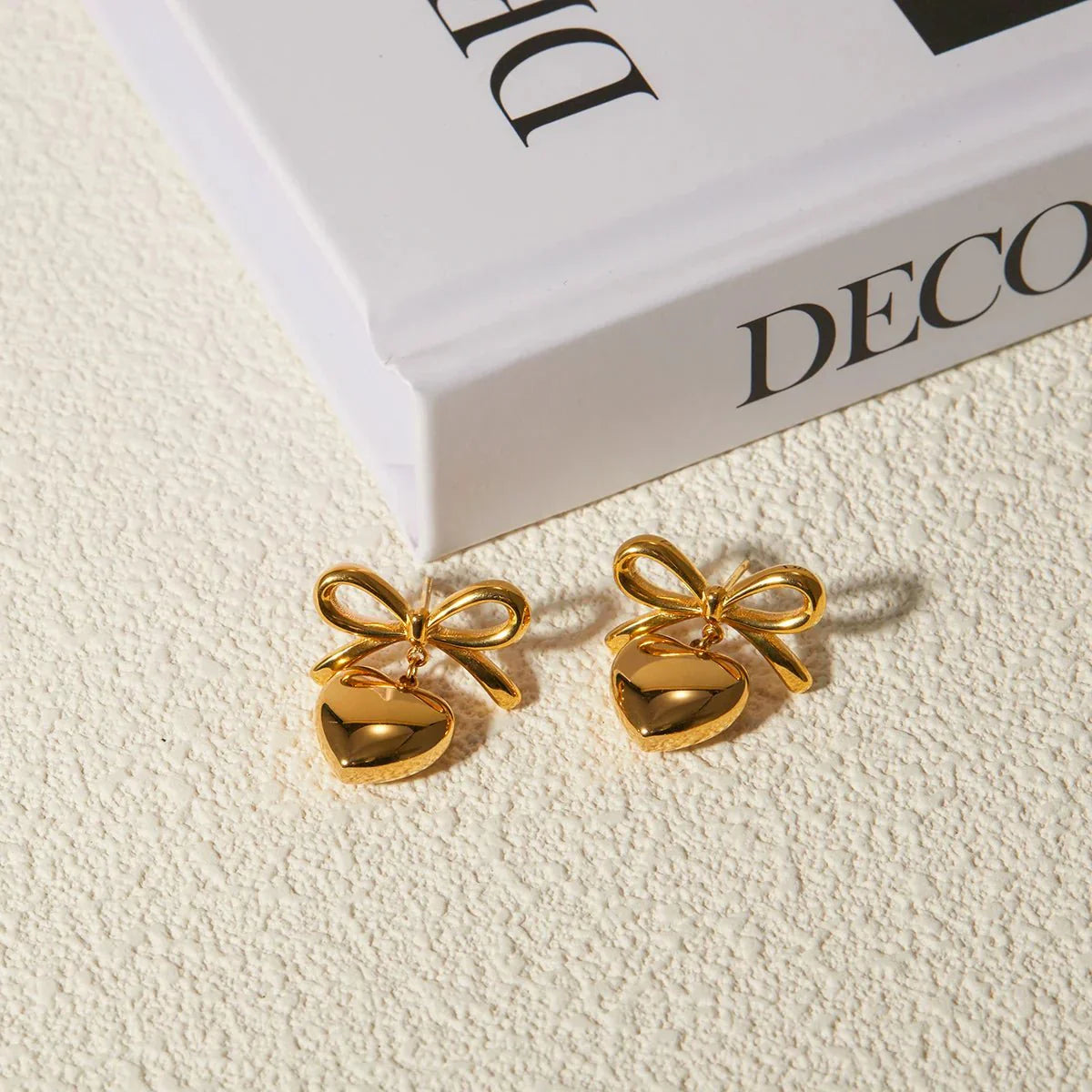 Chic Bow Heart Drop Earrings