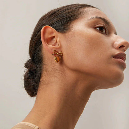 Chic Bow Heart Drop Earrings