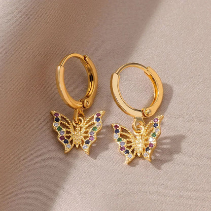 Pretty Gemstone Butterfly Stud Earrings