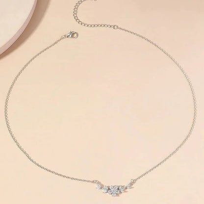Delicate Diamond Flower Pendant Necklace