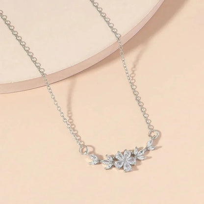 Delicate Diamond Flower Pendant Necklace