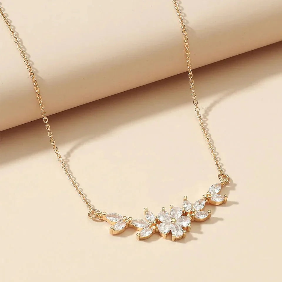Delicate Diamond Flower Pendant Necklace - Fesara