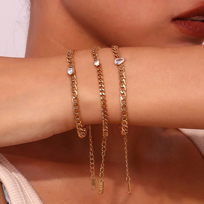 Elegant Gold Diamond Cuban Link Bracelets