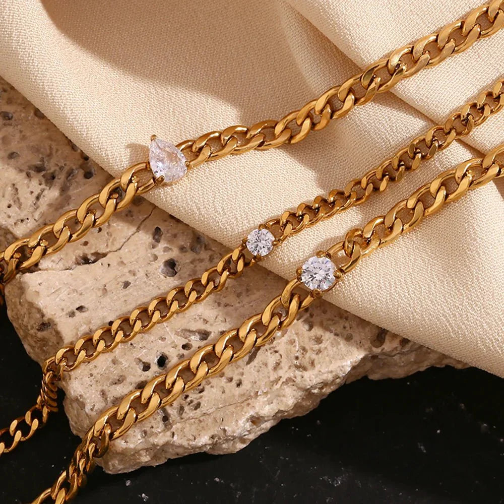 Elegant Gold Diamond Cuban Link Bracelets