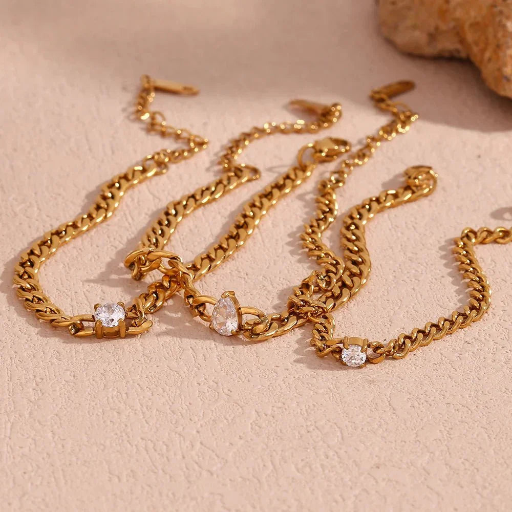 Elegant Gold Diamond Cuban Link Bracelets