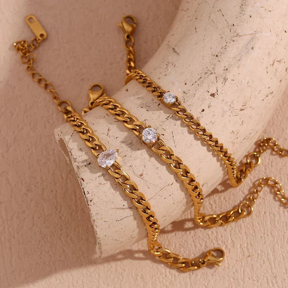 Elegant Gold Diamond Cuban Link Bracelets