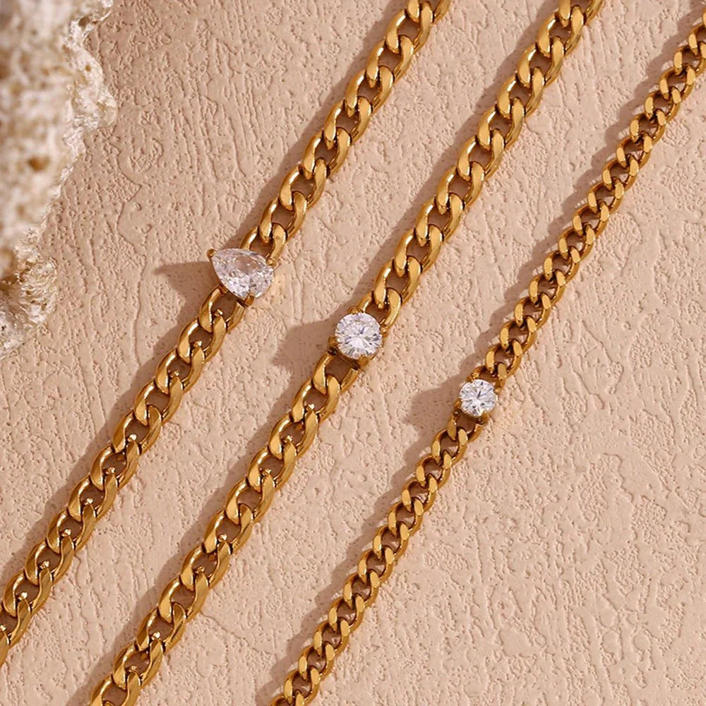 Elegant Gold Diamond Cuban Link Bracelets