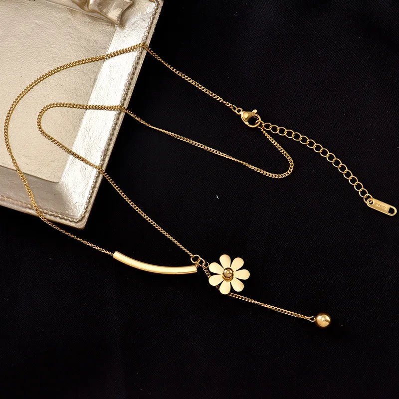 Delicate Flower Drop Chain Necklace