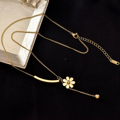 Delicate Flower Drop Chain Necklace