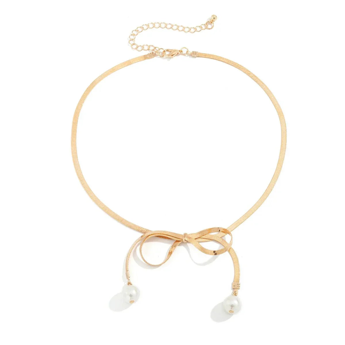 Delicate Patterned Pearl Bow Necklace